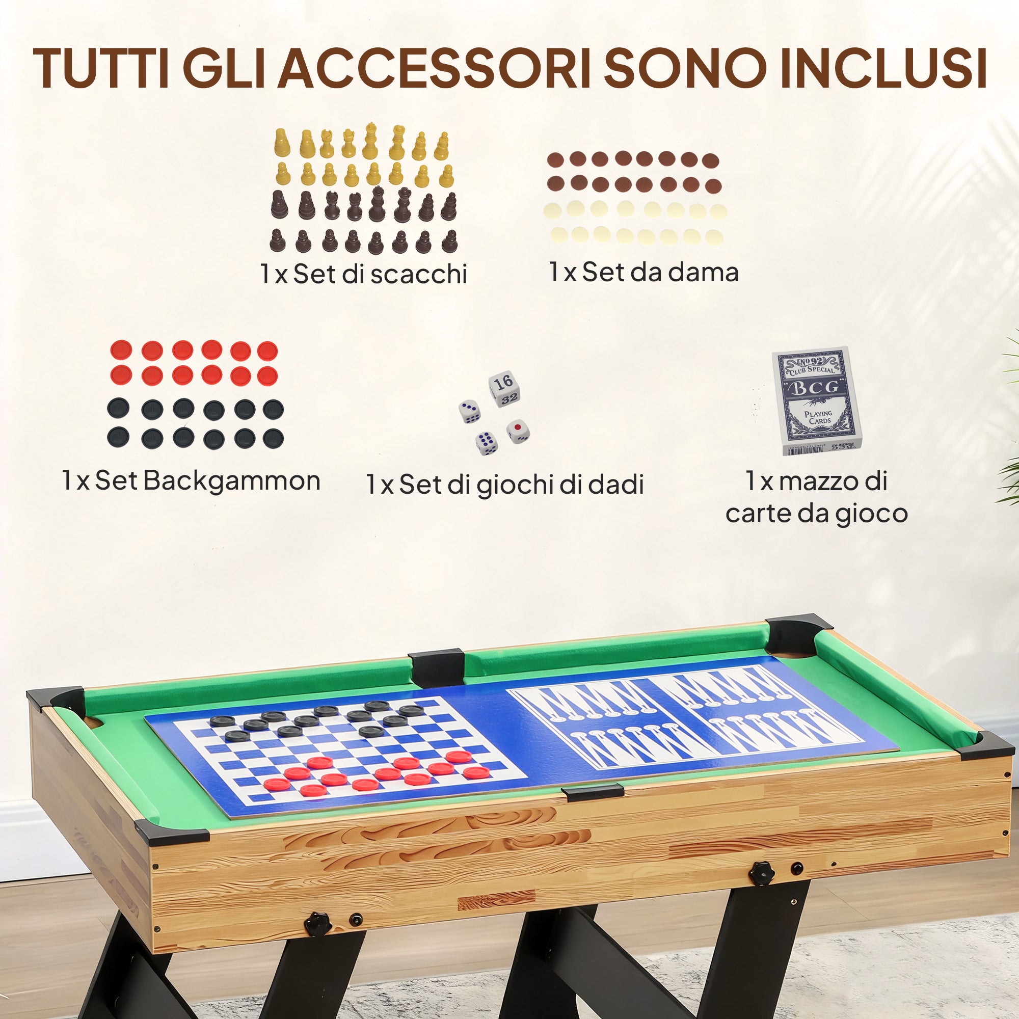 Tavolo Multigioco 13 in 1 Pieghevole con Calcio Balilla, Ping Pong, Biliardo e Hockey