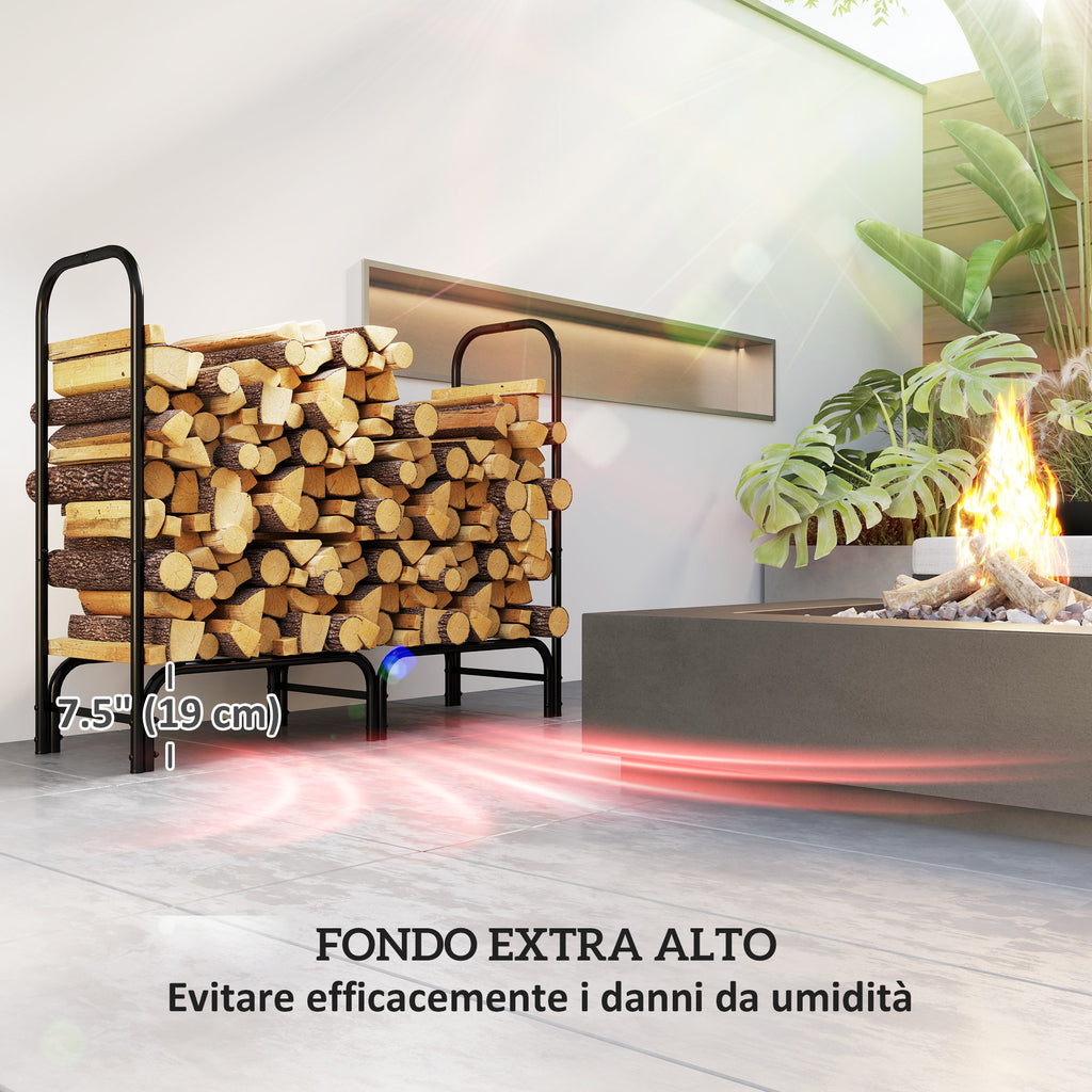 Portalegna in Metallo con Copertura e Telo 120 cm