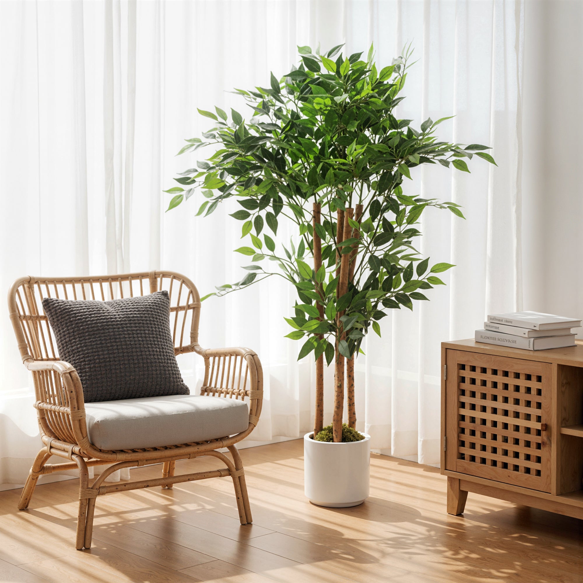Pianta Artificiale di Baniano 120 cm con Vaso Decorativo