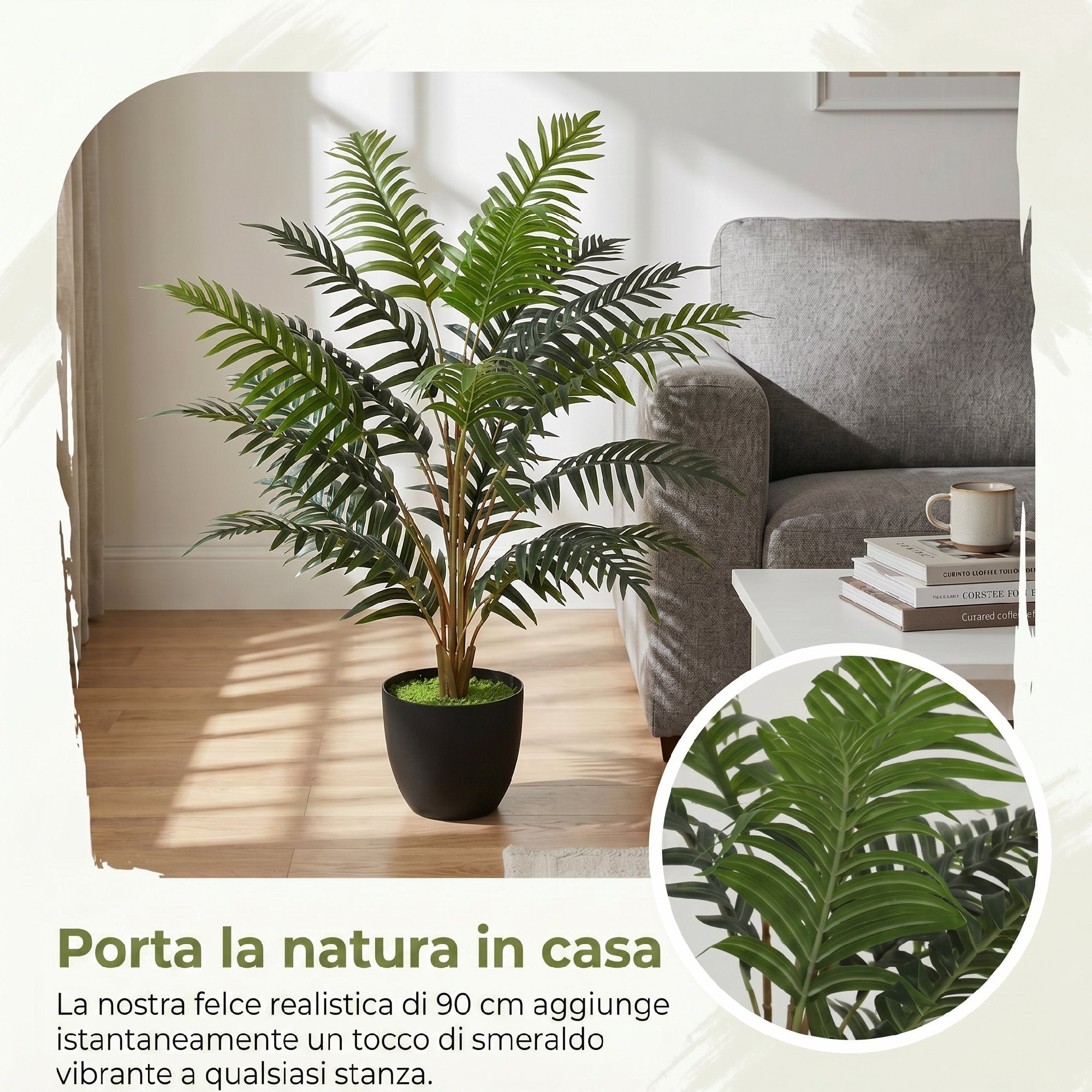 Pianta Artificiale di Felce con 20 Foglie e Rami Modellabili