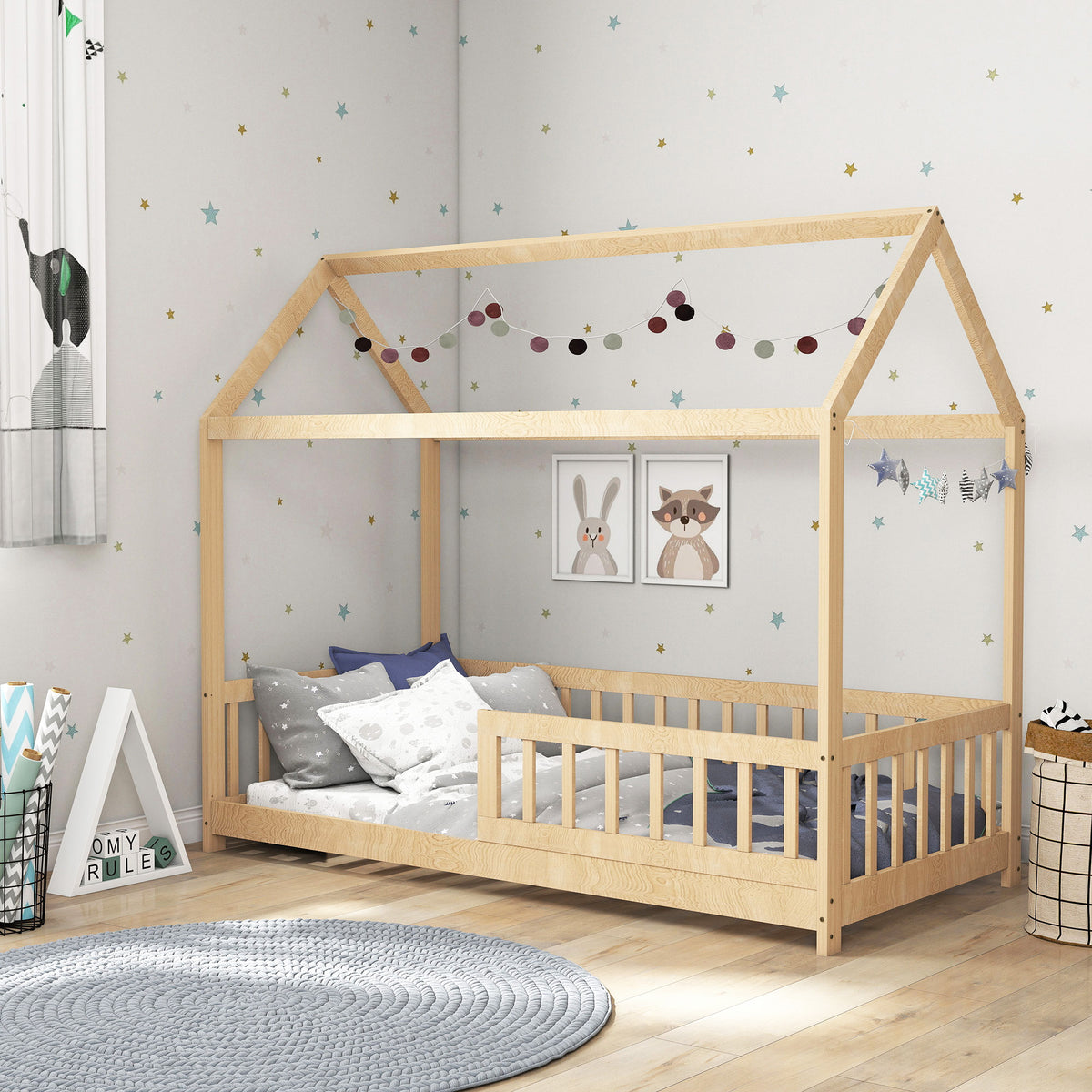 Letto a Casetta in Legno di Pino per Bambini