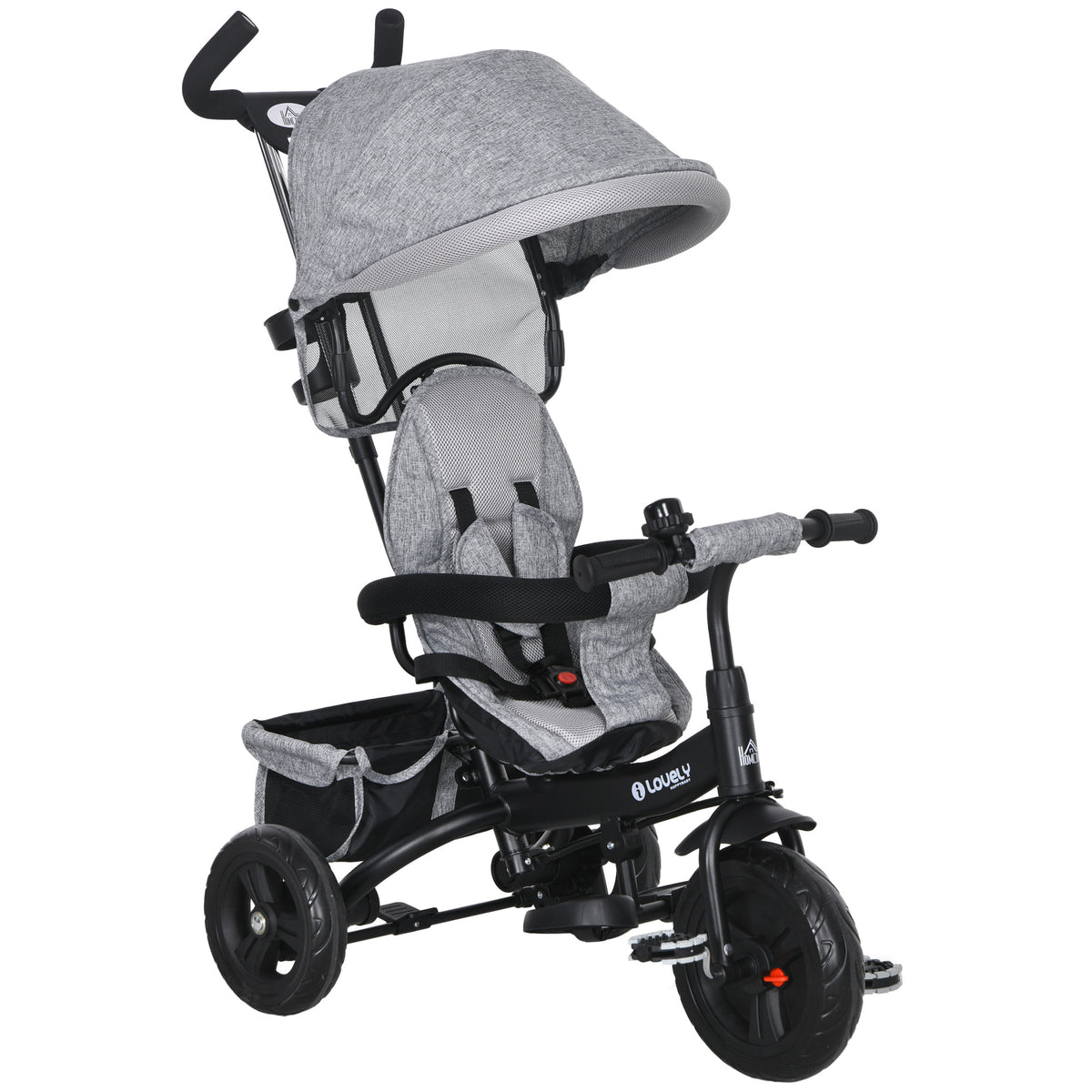 Triciclo 6 in 1 per Bambini con Tettuccio e Maniglione