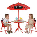 Set Tavolo da Giardino per Bambini con 2 Sedie Pieghevoli e Ombrellone