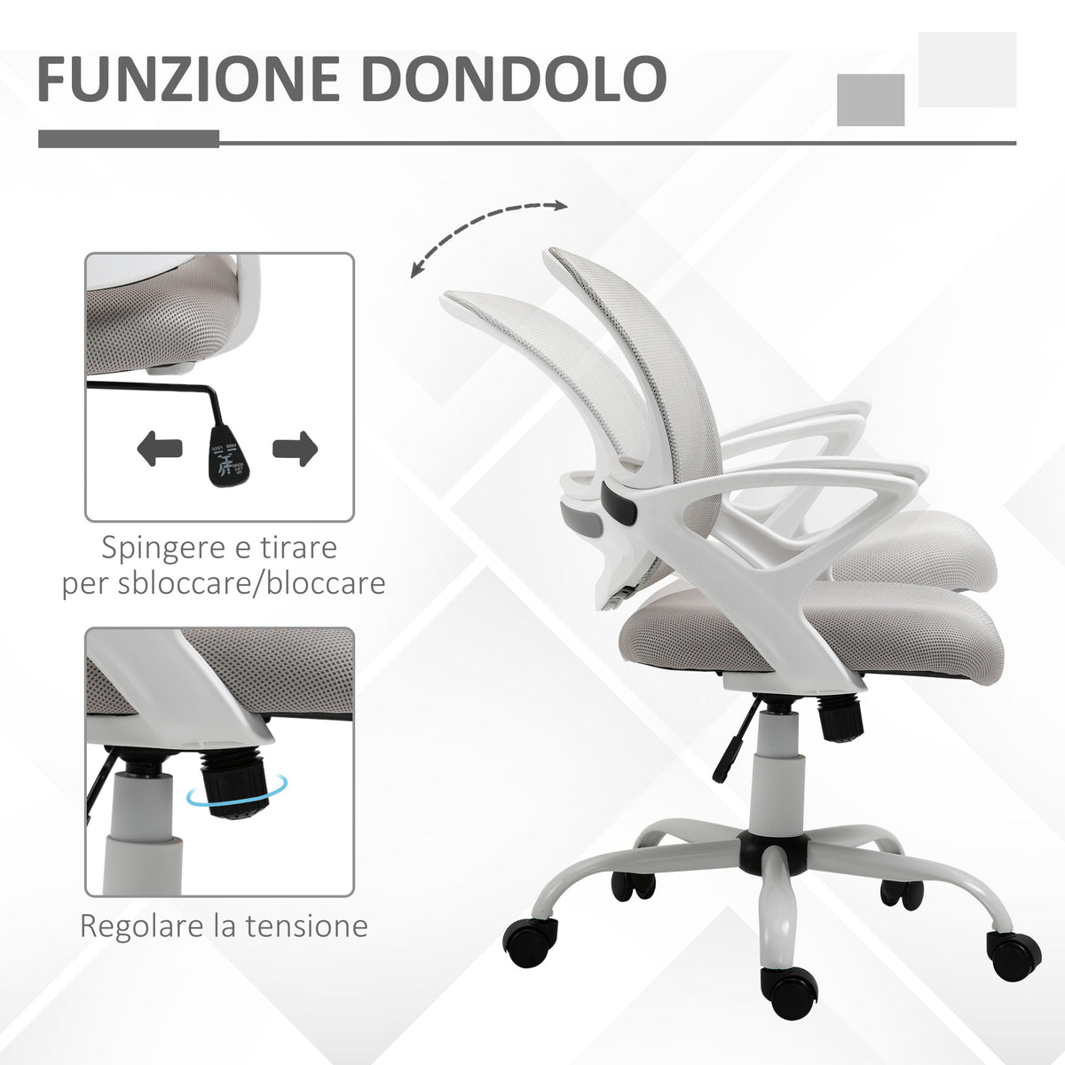Sedia Ergonomica da Ufficio Grigia in Rete Regolabile
