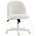 Sedia Girevole in Sherpa Crema con Altezza Regolabile
