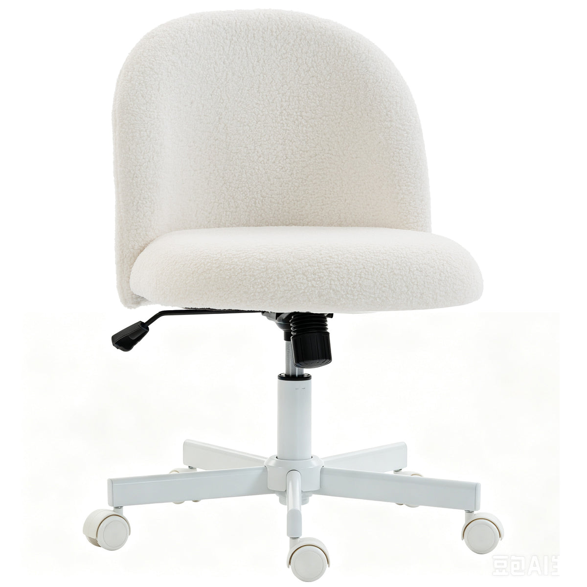 Sedia Girevole in Sherpa Crema con Altezza Regolabile