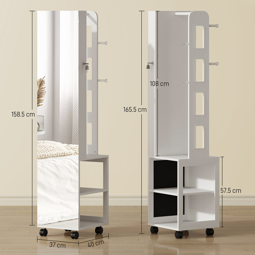 Armadio Portagioie Girevole 360° con Specchio LED