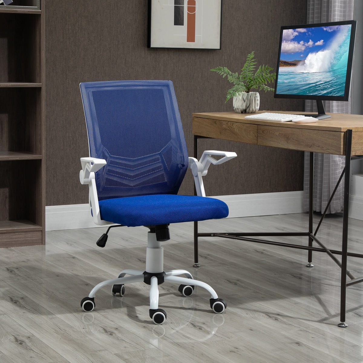 Sedia da Ufficio Ergonomica Blu con Supporto Lombare
