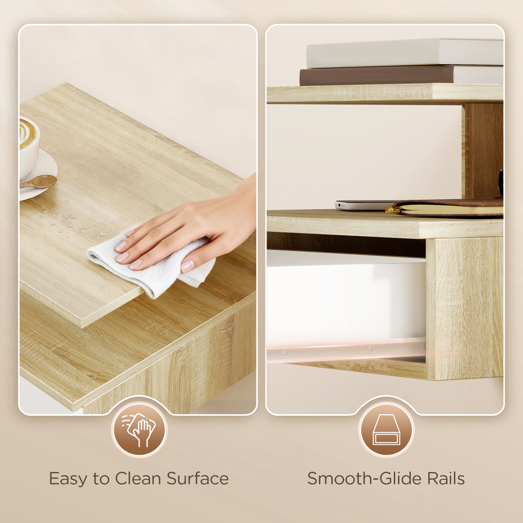 Set 2 Comodini Sospesi Rovere e Bianco