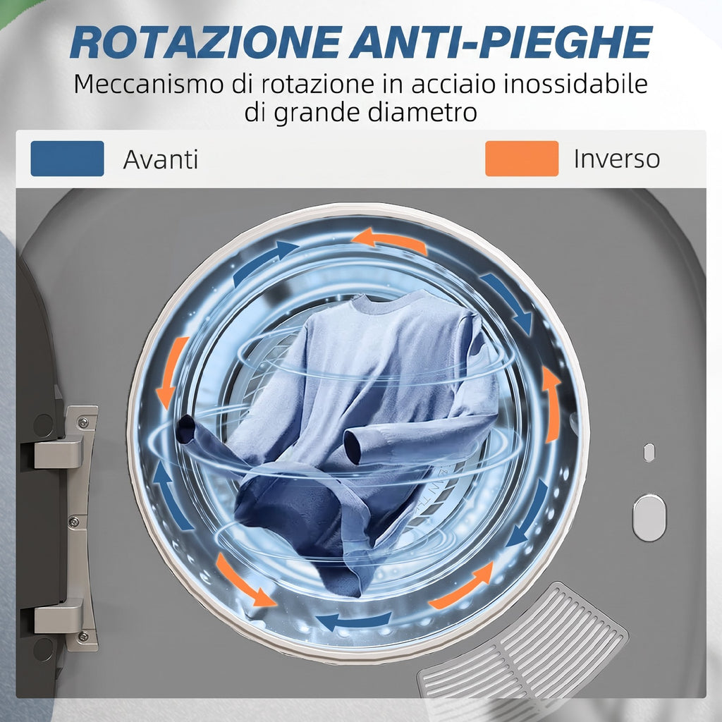 Asciugatrice ad Aria 4 kg con Timer e Programma Smart in Acciaio Inox