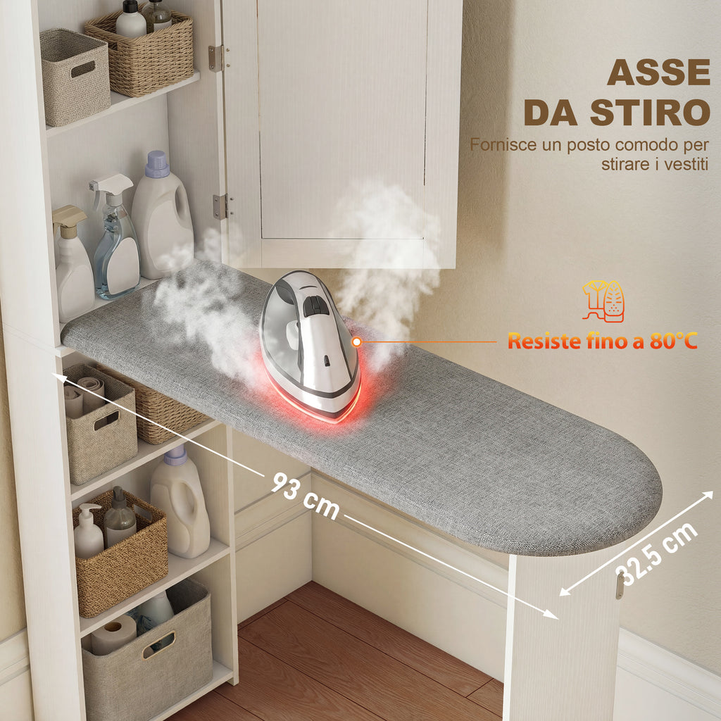 Mobile Organizzatore con Asse da Stiro e Specchio