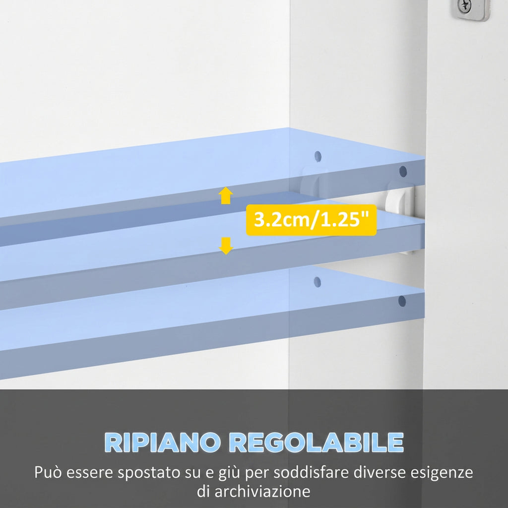 Specchio Bagno Contenitore LED 90 cm con Ripiani