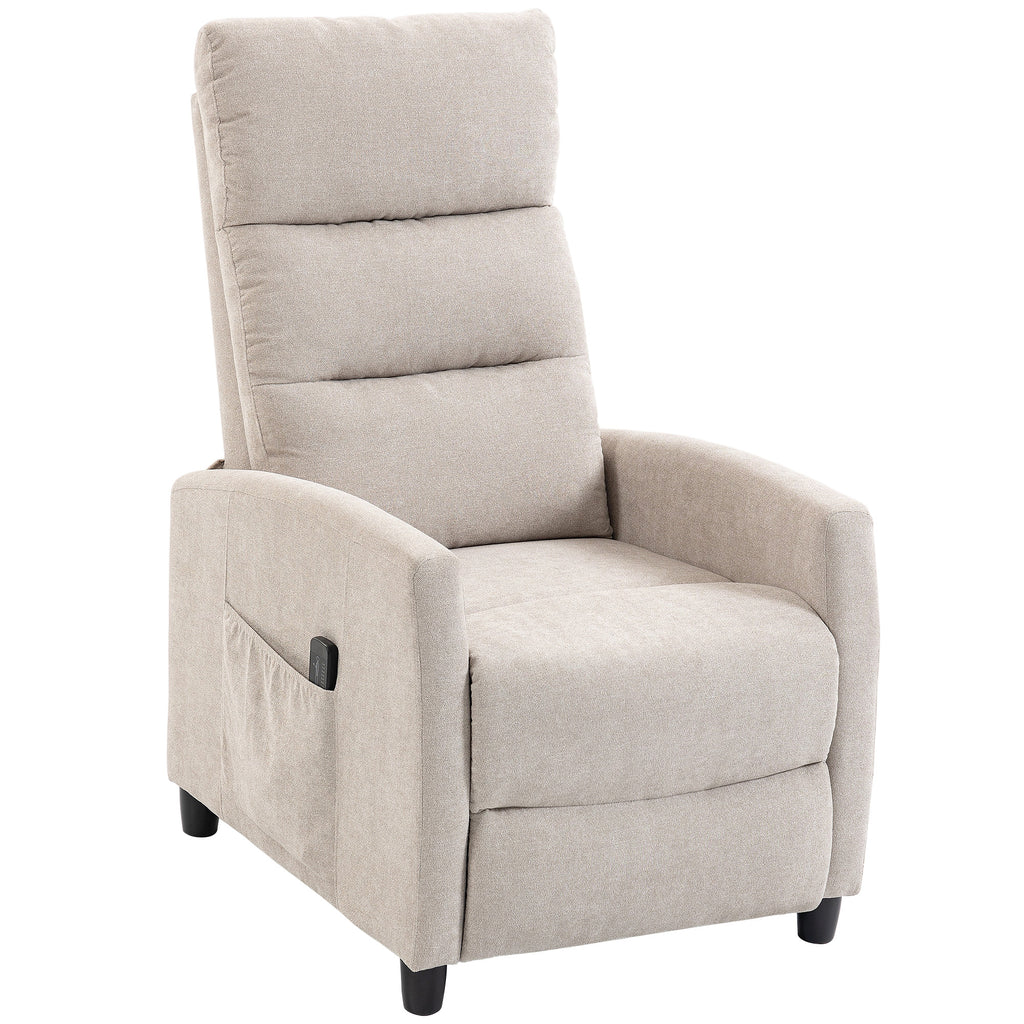 Poltrona Relax Massaggiante Reclinabile Manuale 160° in Ciniglia Color Crema