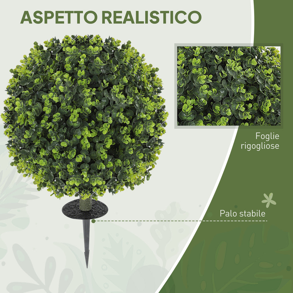 Set 2 Piante Artificiali di Bosso da 40 cm