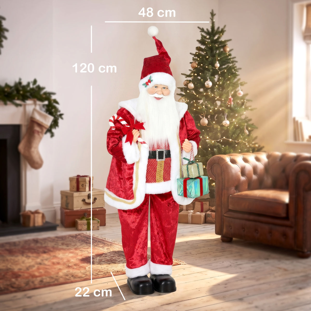 Babbo Natale Animato con Musica e Movimento 120 cm