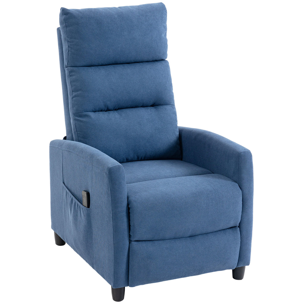Poltrona Relax Massaggiante Reclinabile Manuale 160° in Ciniglia Blu Scuro