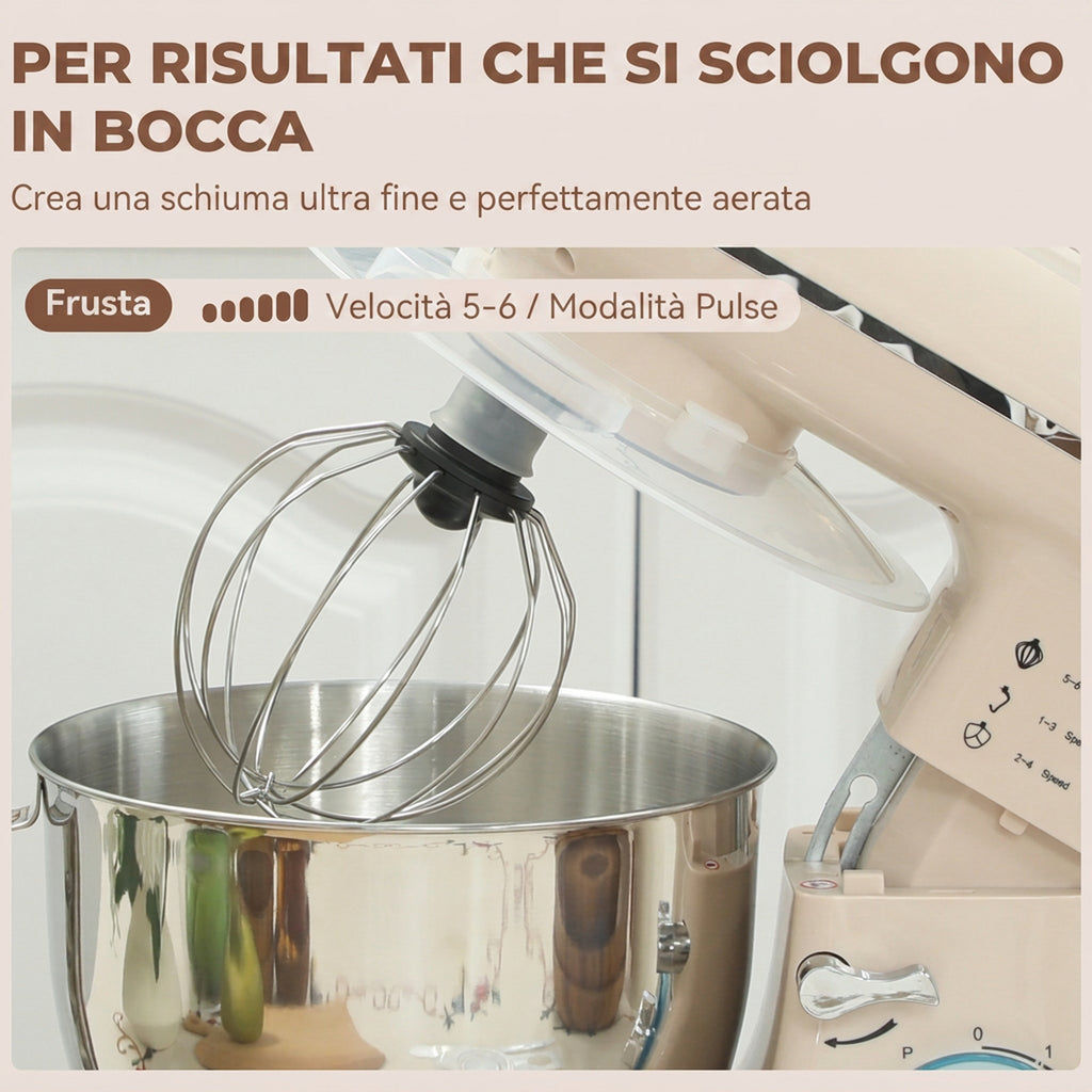 Titolo prodotto:
Impastatrice Planetaria 4,5 L 1300 W Beige