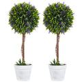 Set 2 Piante Artificiali a Sfera con Lavanda da 60 cm