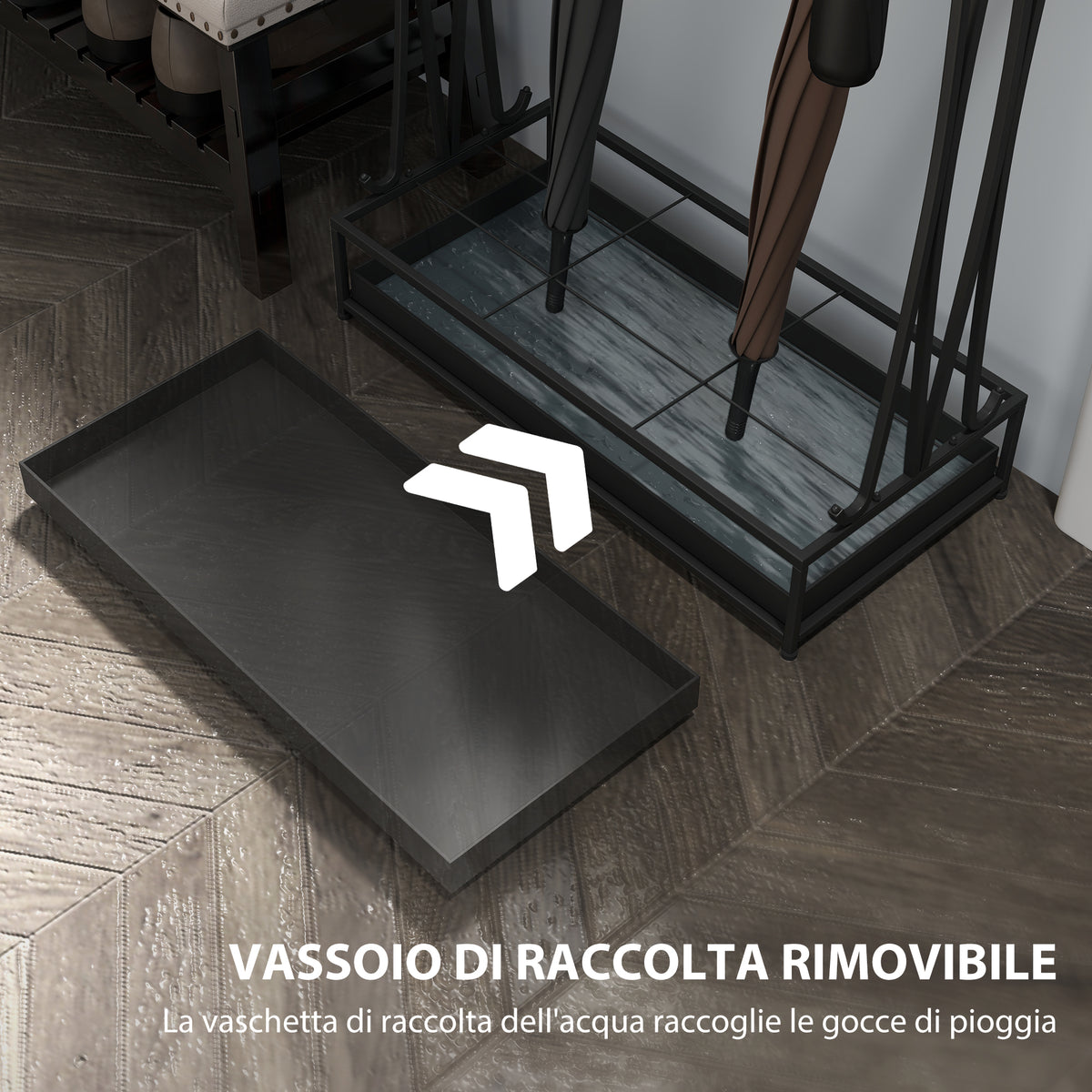 Portaombrelli Nero con 21 Fori e 24 Ganci
