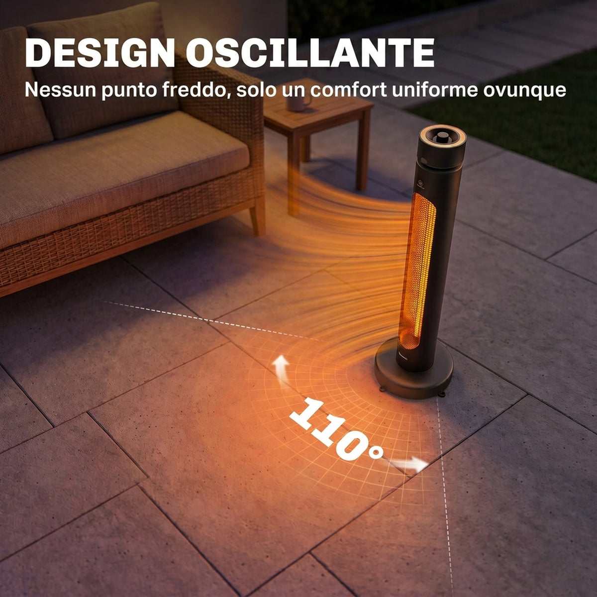 Stufa Elettrica a Infrarossi Oscillante 2000W