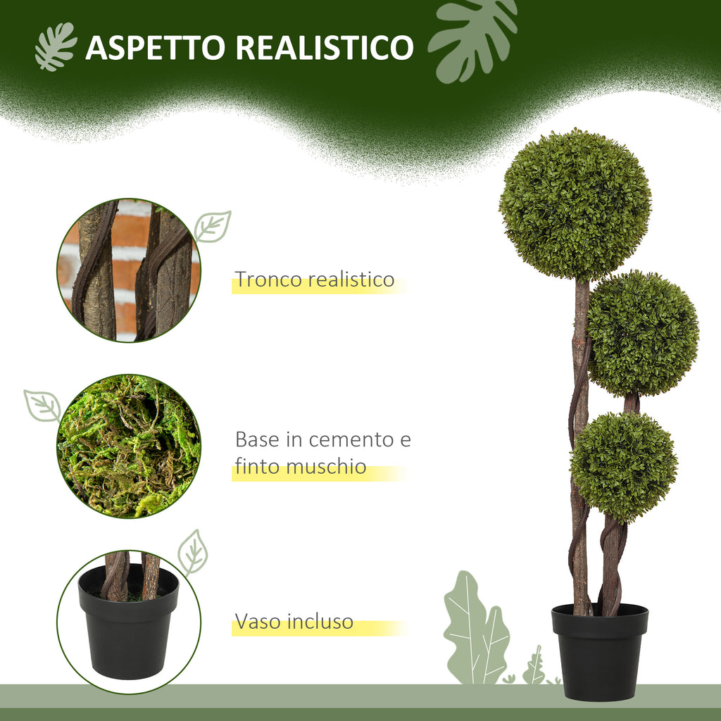 Pianta Artificiale di Bosso a 3 Sfere da 115 cm