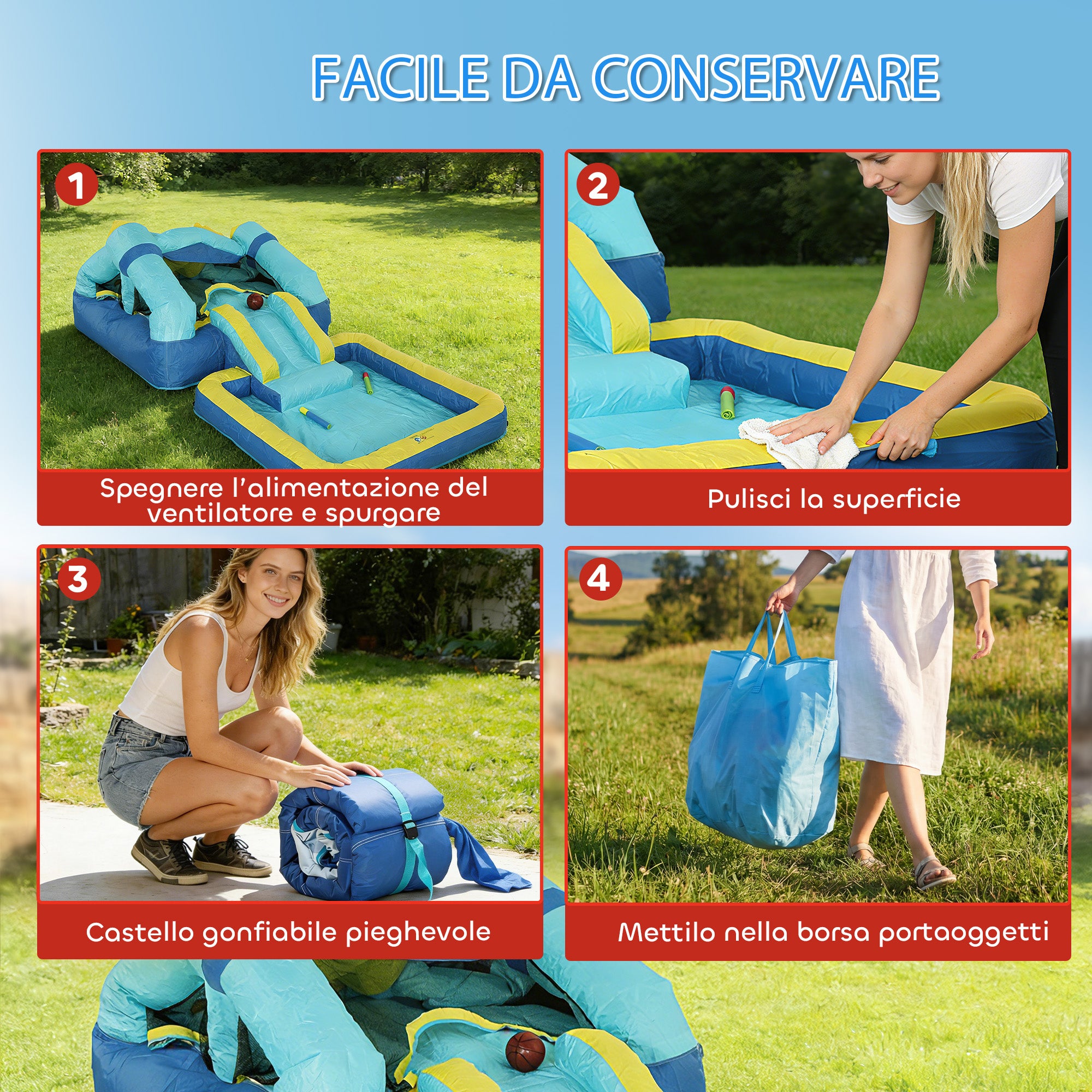 Castello Gonfiabile per Bambini con Scivolo, Trampolino, Piscina e Canestro