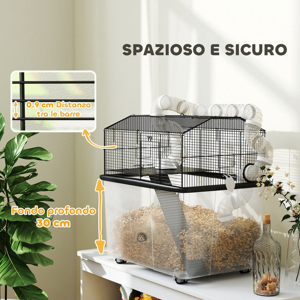 Gabbia per Criceti a 2 Piani con Ruote e Accessori