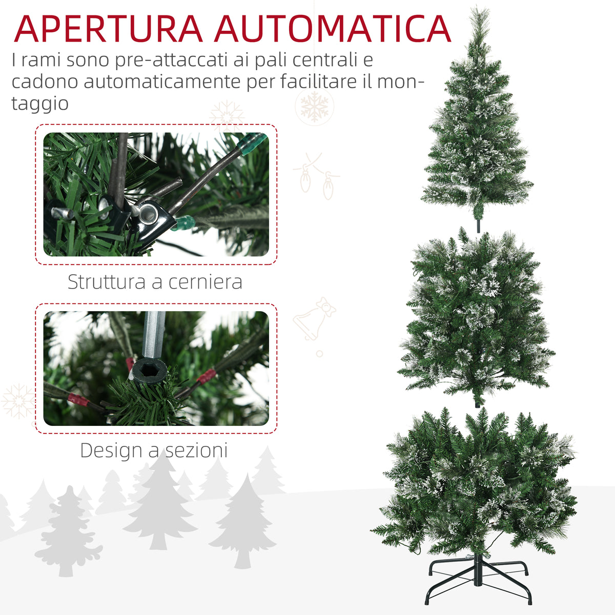 Albero di Natale Innevato 180 cm con 240 Luci LED