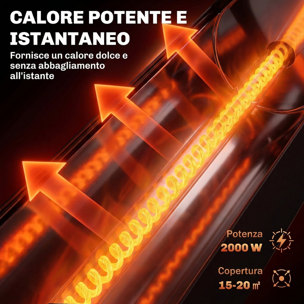 Stufa Elettrica a Infrarossi Oscillante 2000W