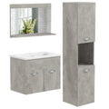 Set Mobile Bagno Grigio con Lavabo e Specchio 60 cm