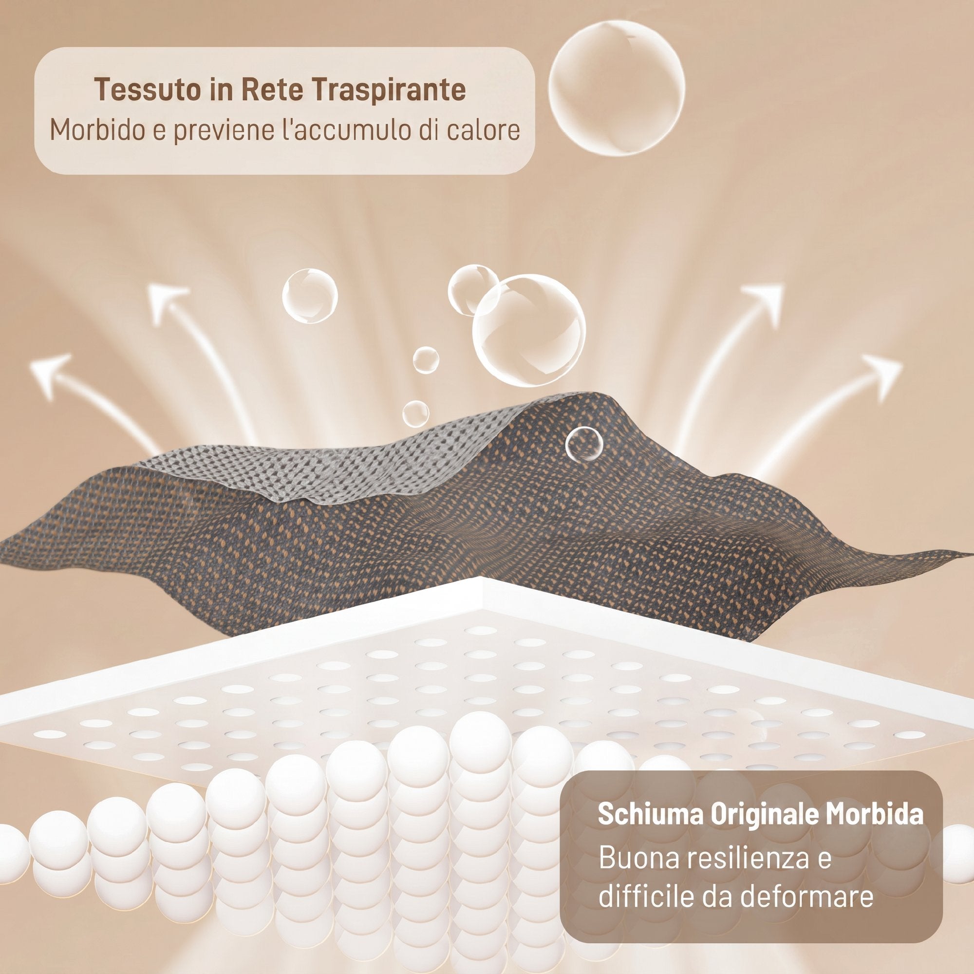 Sedia per Ufficio in Tessuto e Rete Trasparente Senza Ruote