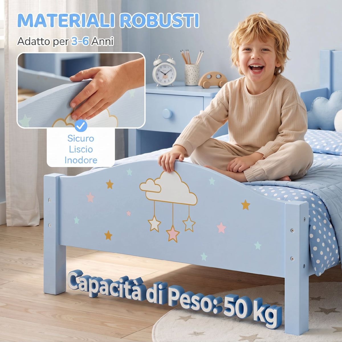 Letto Montessori a Nuvola Blu per Bambini