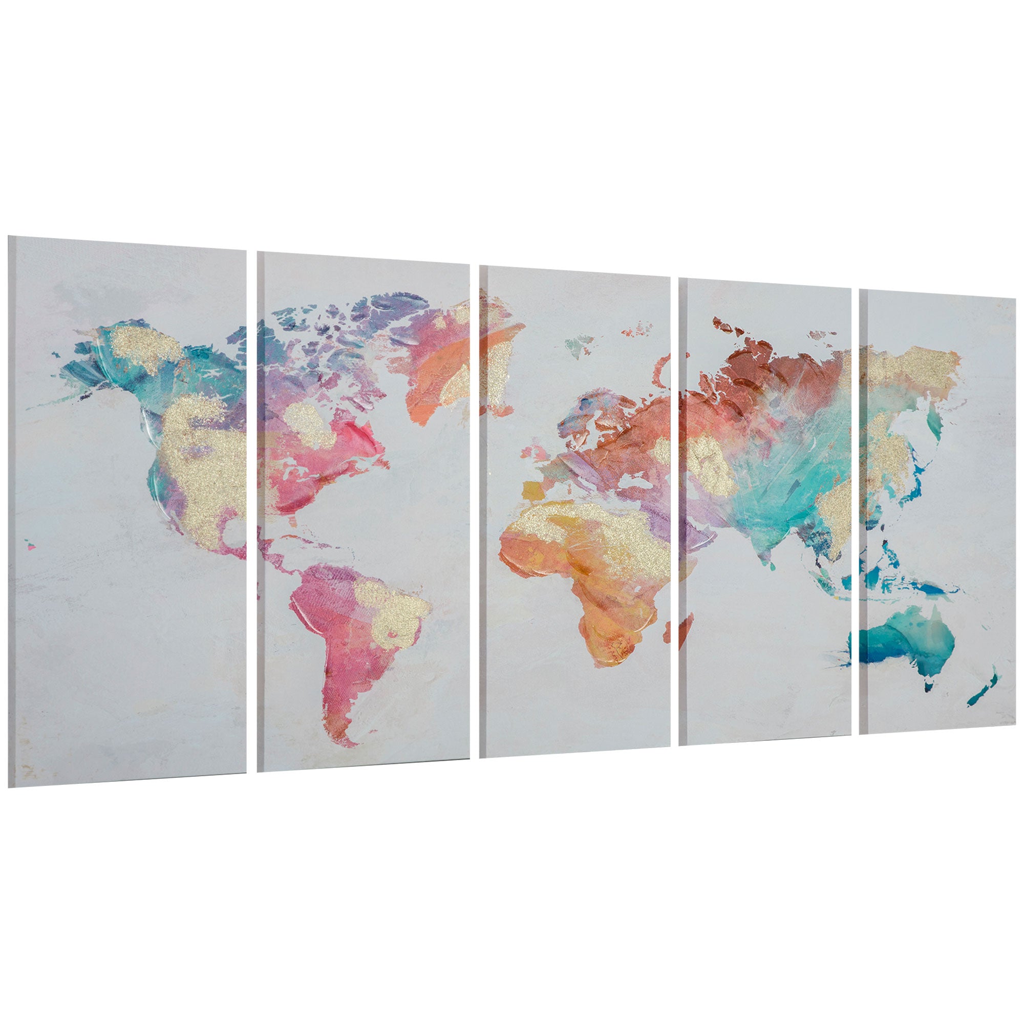 Set di 3 Stampe su Tela con Telaio in Legno di Pino Multicolore 80x40 cm