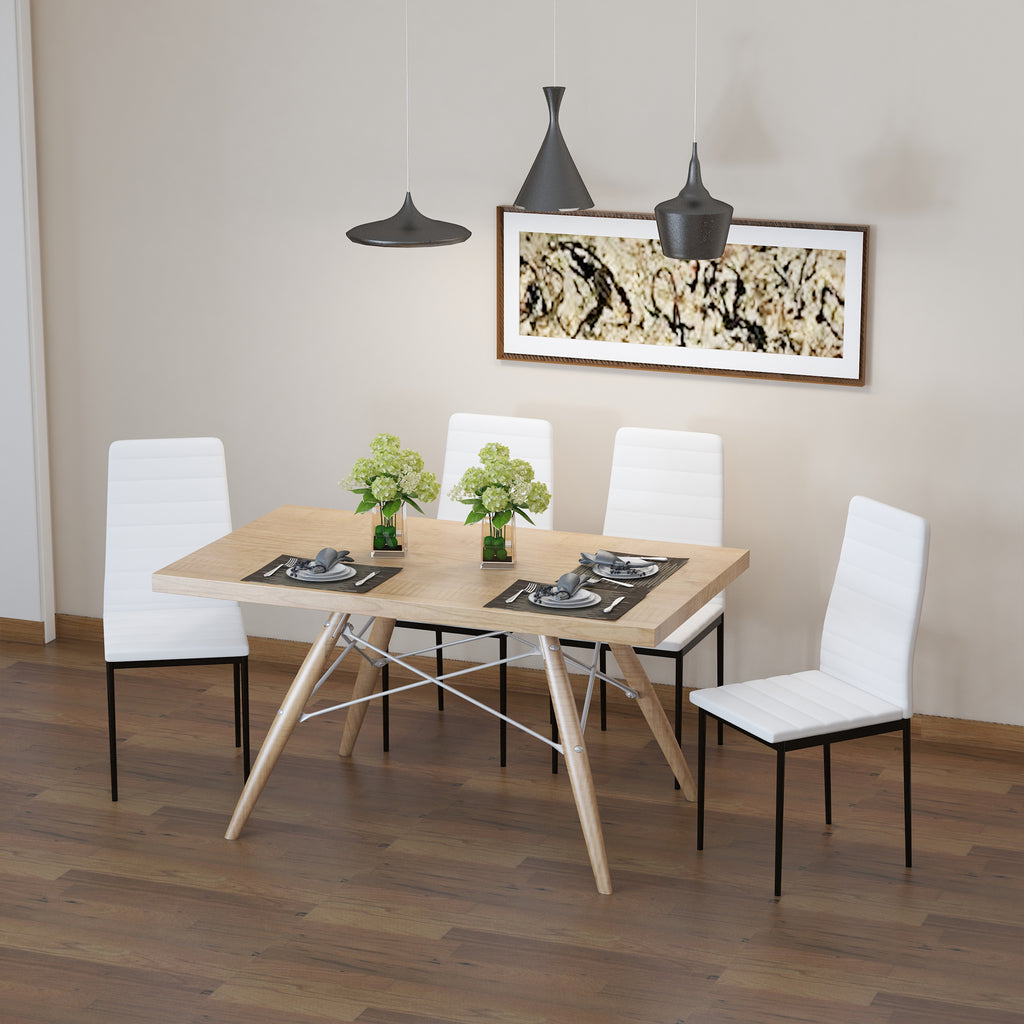 Set 4 Sedie Imbottite Moderne in Metallo e Tessuto
