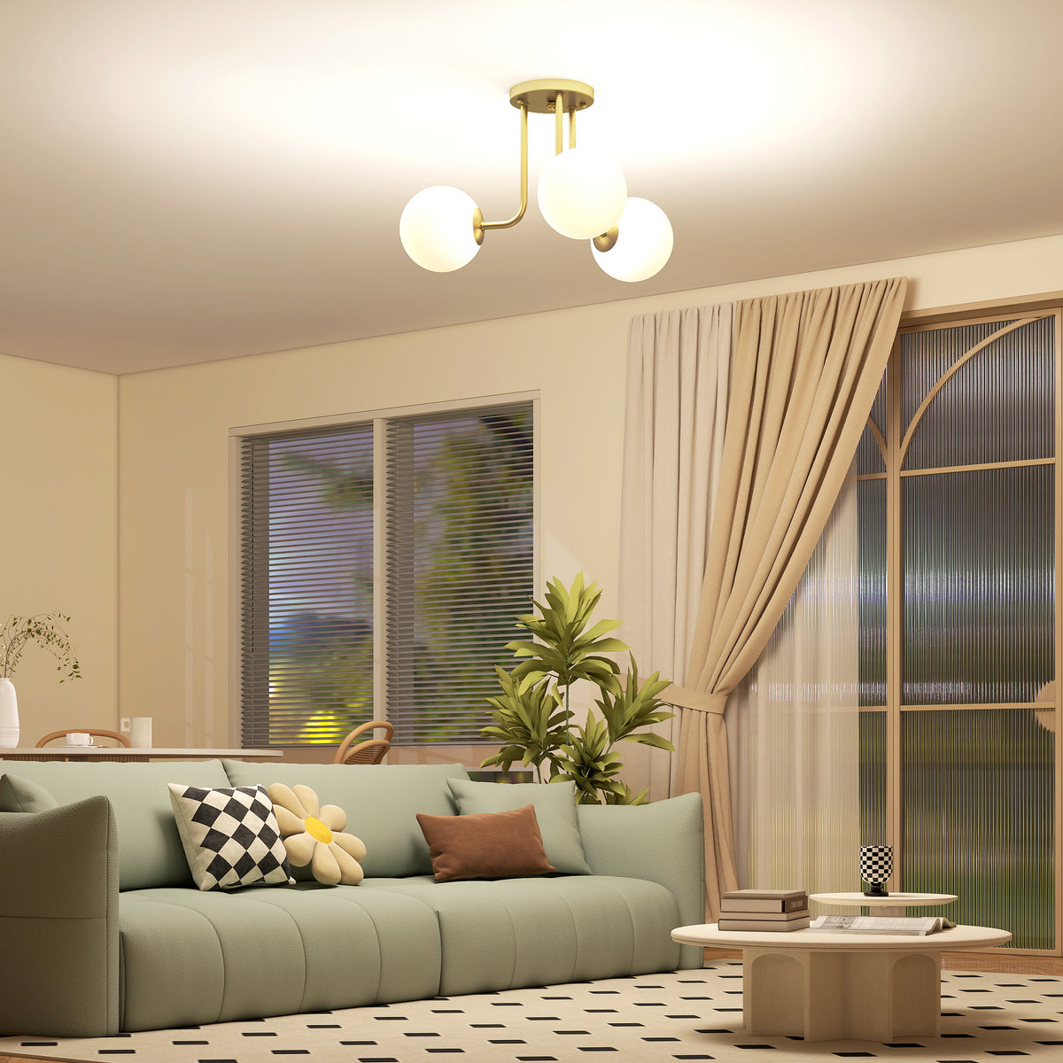 Lampadario Vintage Oro a 3 Punti Luce