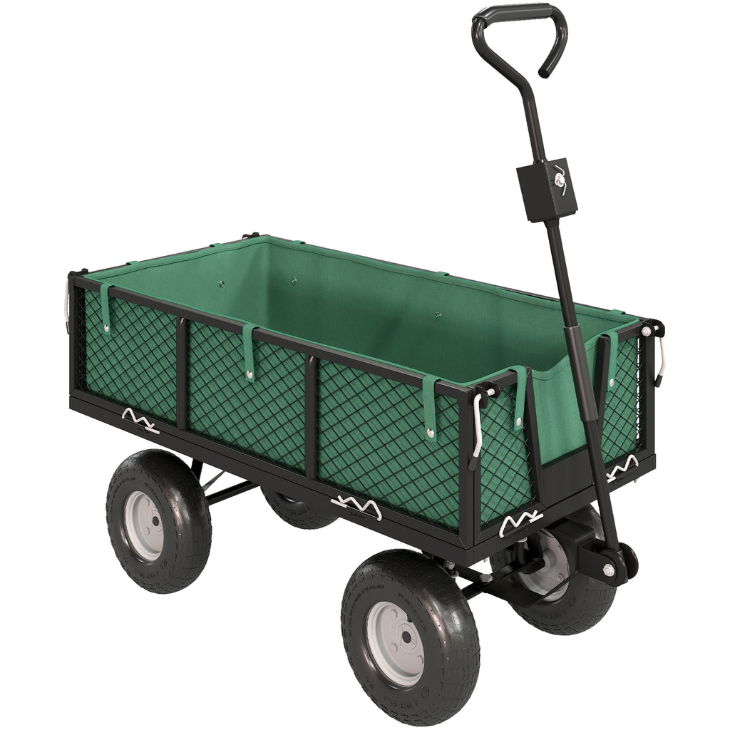 Carrello da Giardino in Acciaio 114 L con Pareti Rimovibili e Sacca Portaoggetti