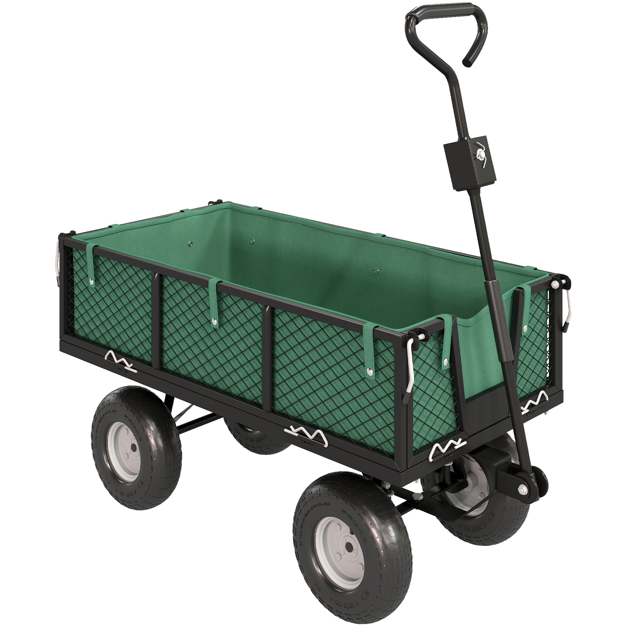 Carrello da Giardino in Acciaio 114 L con Pareti Rimovibili e Sacca Portaoggetti