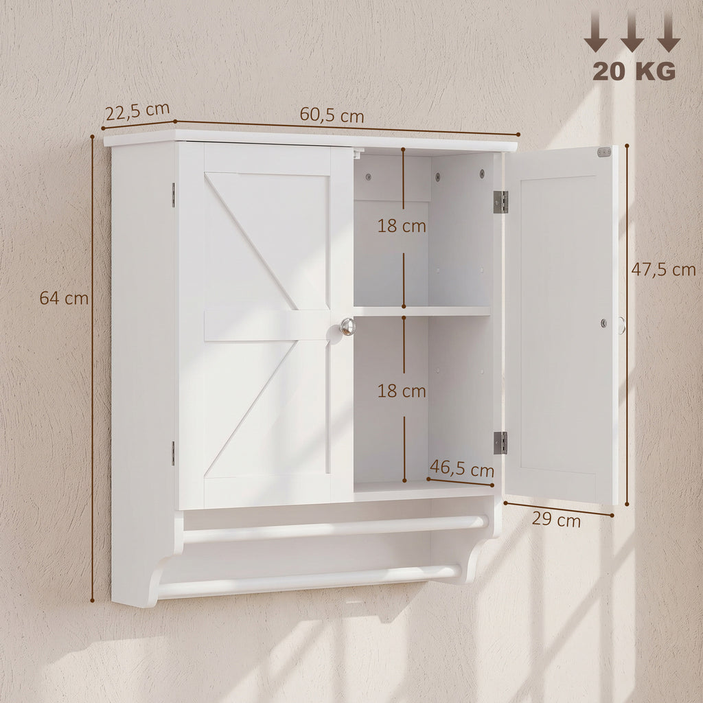 Mobiletto Bagno Pensile con 2 Ante e Portasciugamani