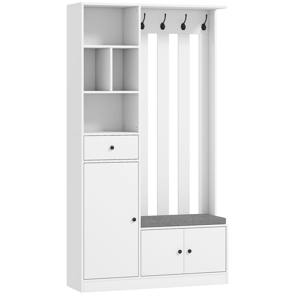 Armadio Guardaroba Bianco con Panca e Portascarpe