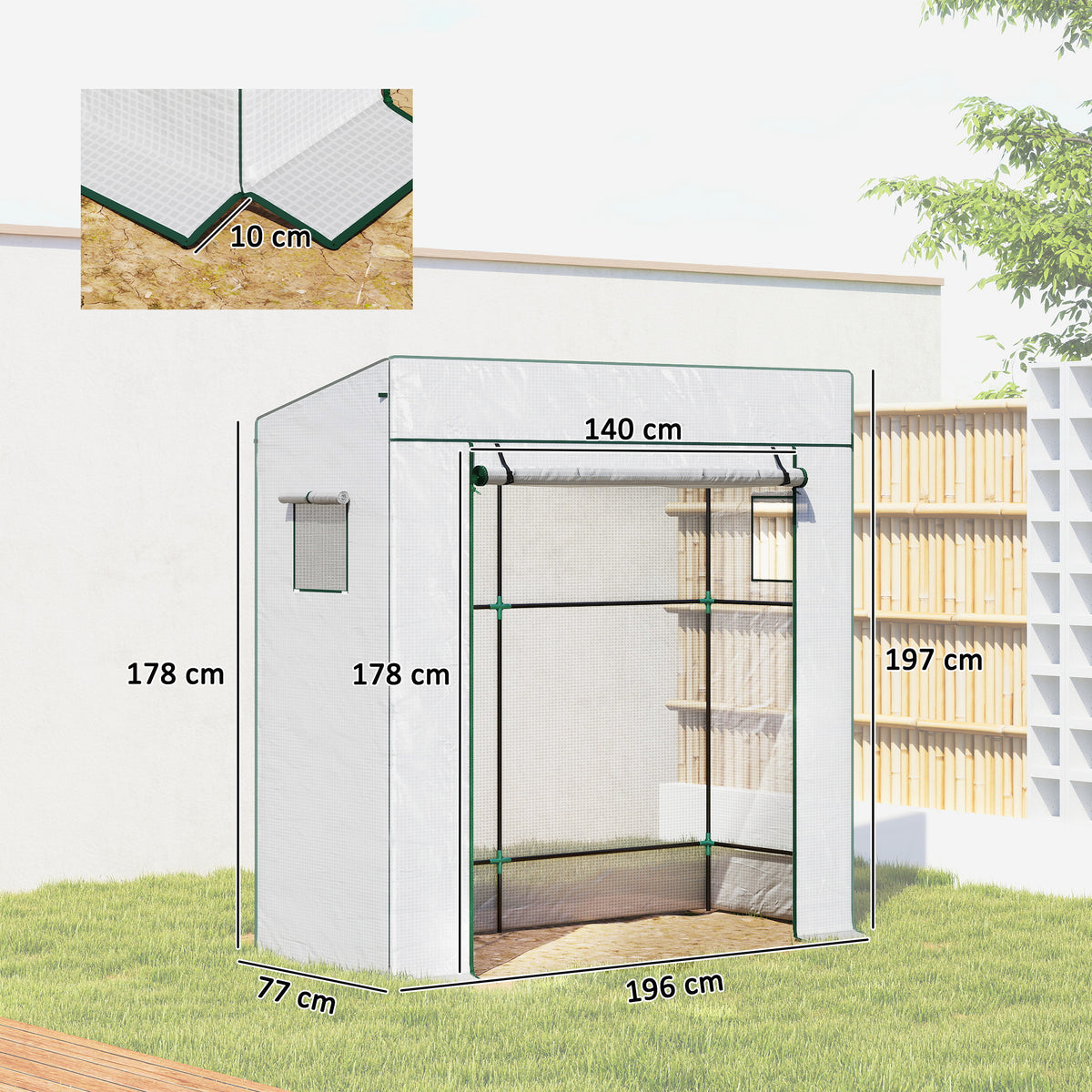 Serra da Giardino Murale 196x77x197 cm con 2 Finestre