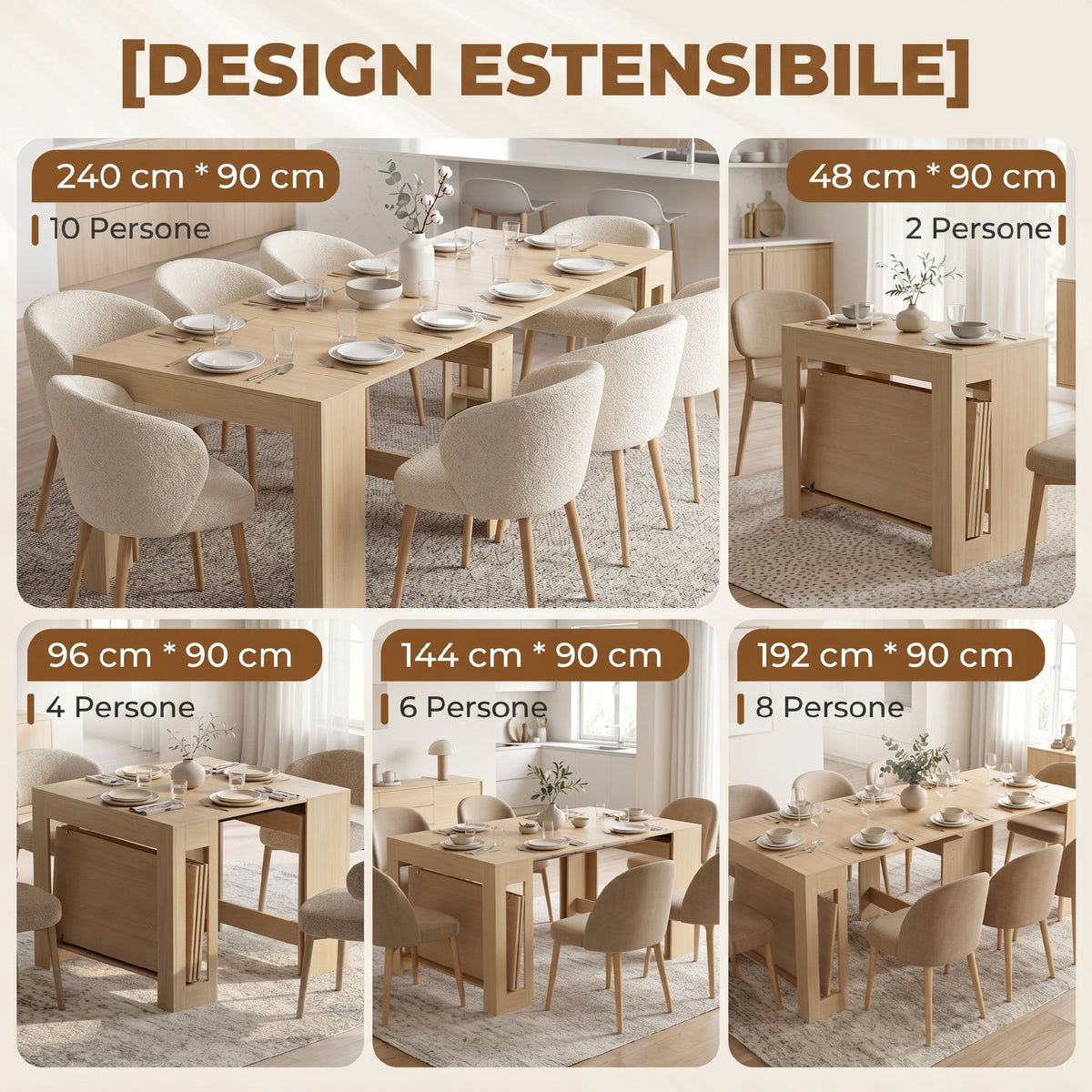 Tavolo Consolle Allungabile Effetto Legno Chiaro