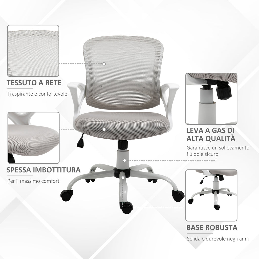 Sedia Ergonomica da Ufficio Grigia in Rete Regolabile